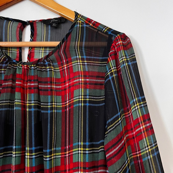 J. Crew Red & Green Holiday Tartan Cocktail MIDI Dress with Slip, sz. XL - Picture 3 of 10